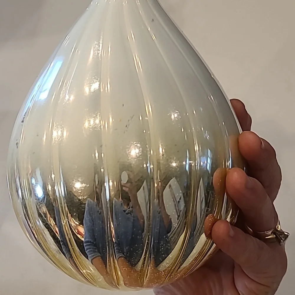 Elegant Gold and White Glass Ornament